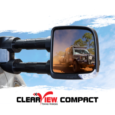 Clearview Towing Mirrors [Compact, Pair, Manual] - Mitsubishi Triton 2005-2015, Mitsubishi Challenger 2005-2015 - Manual, Black